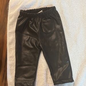 Kids Faux Leather Pants in Black